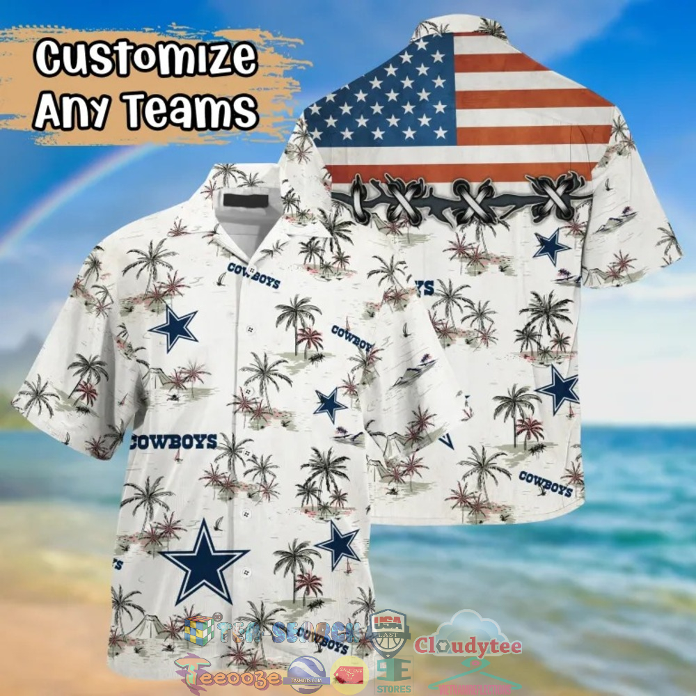 Dallas Cowboys NFL USA Flag Palm Tree Hawaiian Shirt