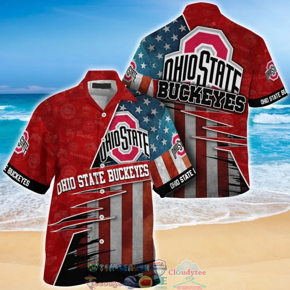 Ohio State Buckeyes NCAA American Flag Hawaiian Shirt