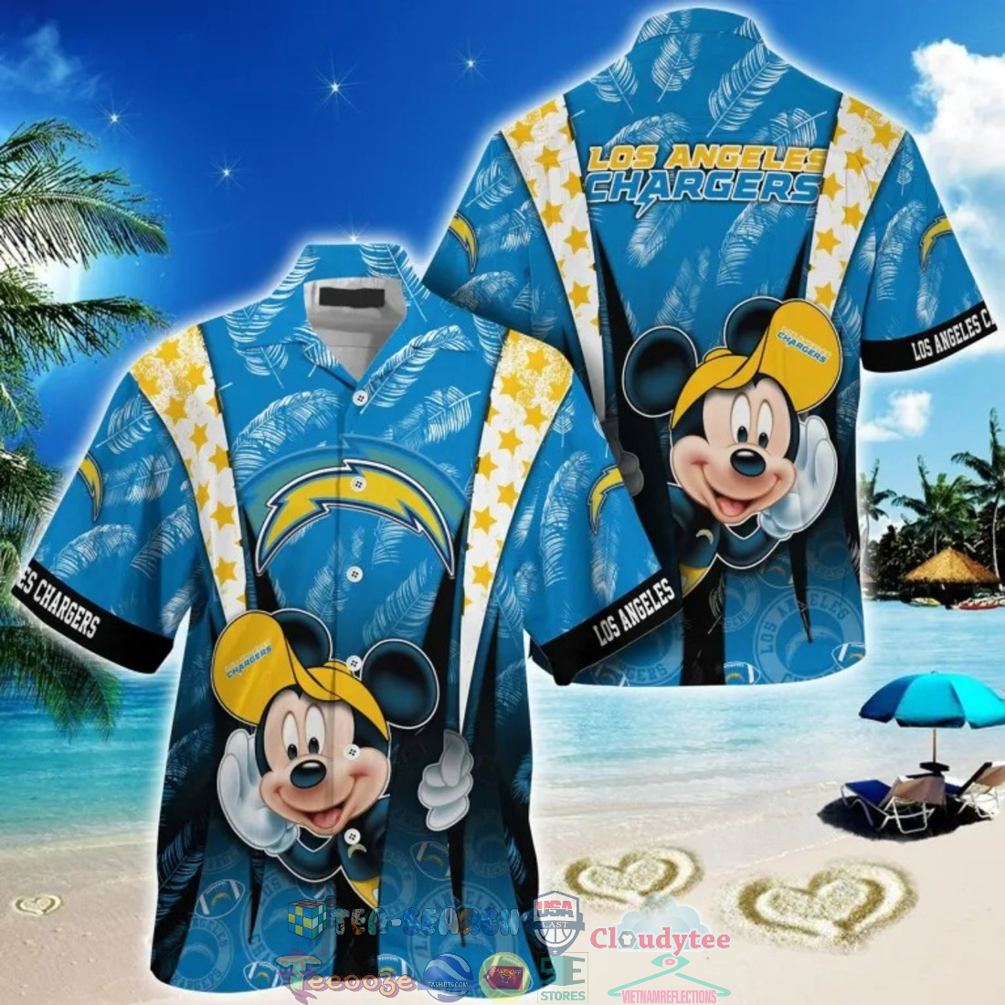 Mickey Mouse NFL Los Angeles Chargers Hat Tropical Hawaiian Shirt