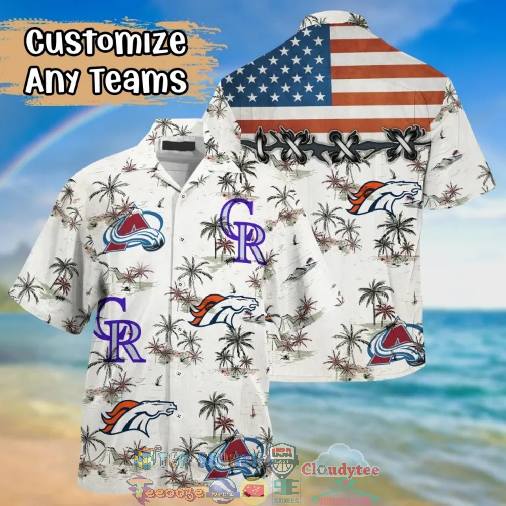 Colorado Sport Teams USA Flag Palm Tree Hawaiian Shirt