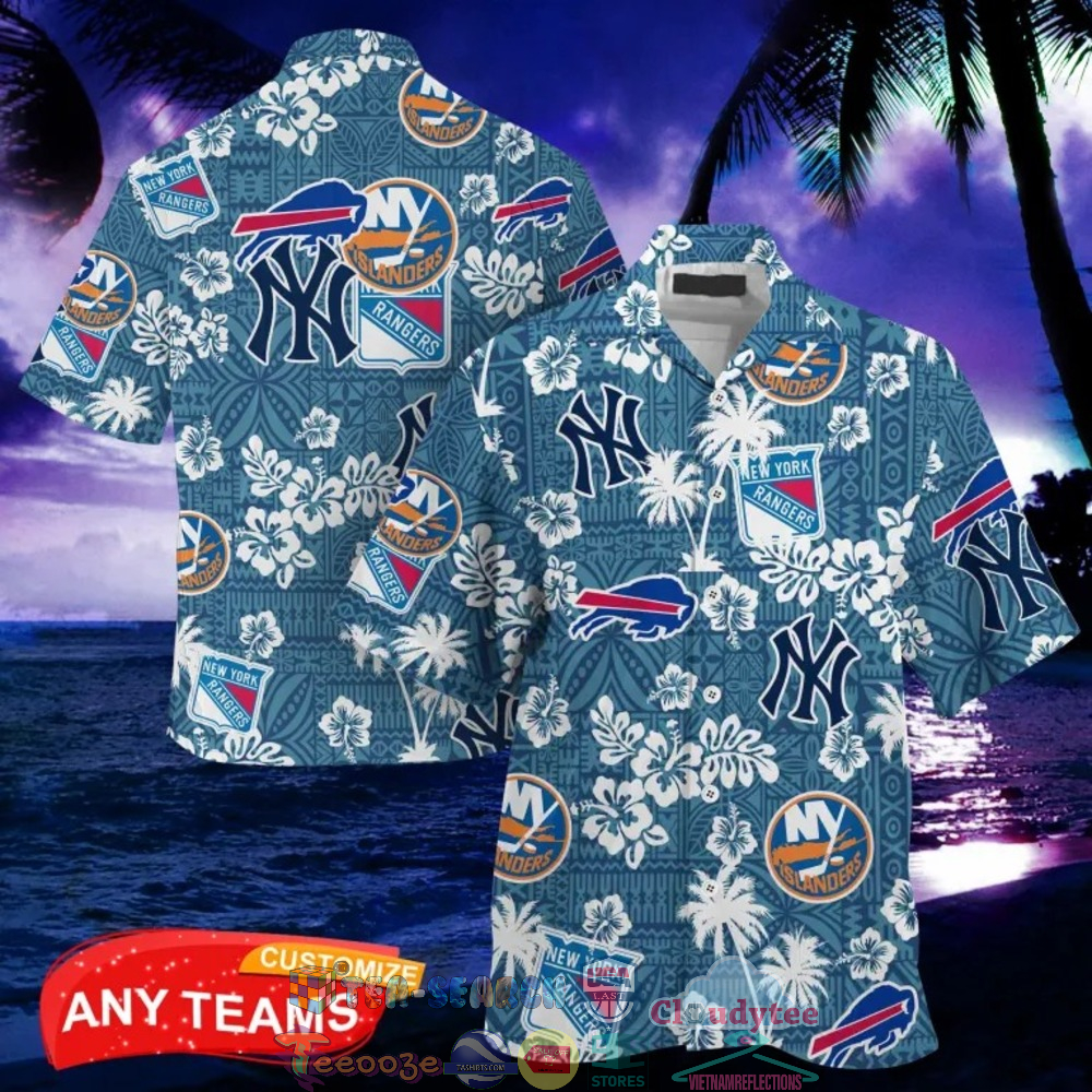 New York Sport Teams Palm Tree Hibiscus Hawaiian Shirt