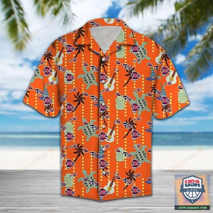 Unique Hawaii Symbols Short Sleeve Button Up Shirt