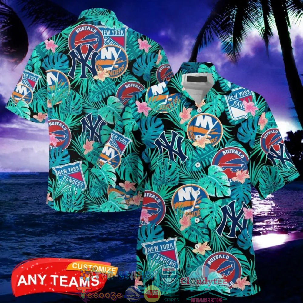 New York Sport Teams Tropical Leaves Hawaiian Shirt
