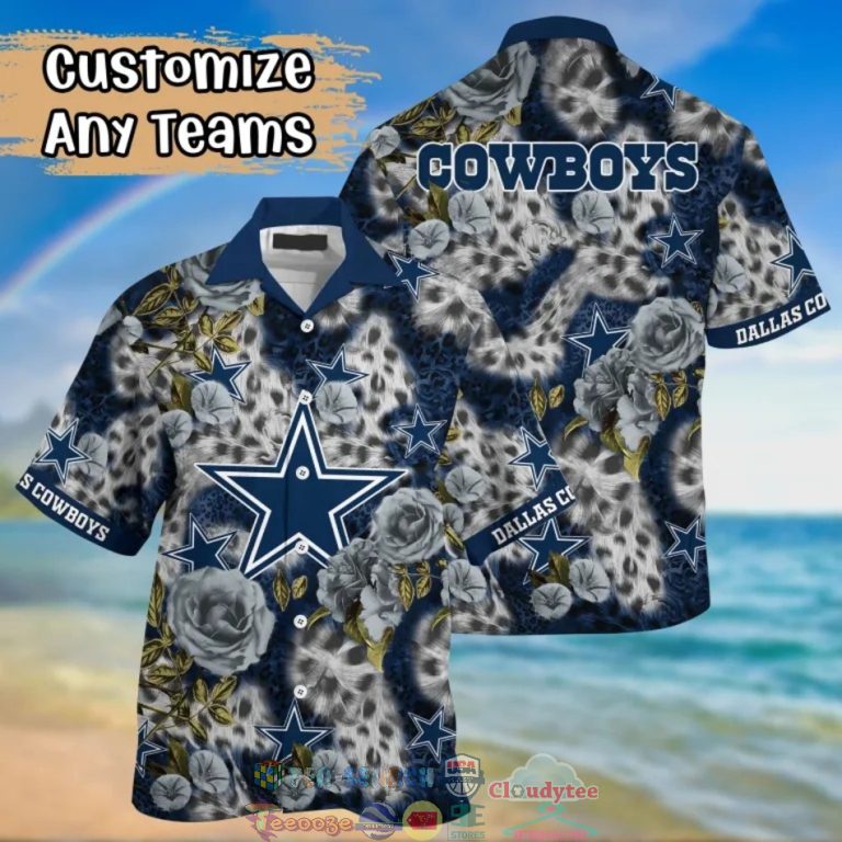 Dallas Cowboys NFL Leopard Rose Hawaiian Shirt