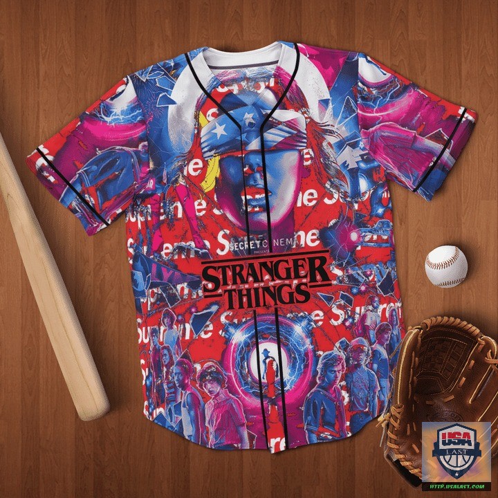 Cheap Stranger Things Supreme Baseball Jersey Shirt