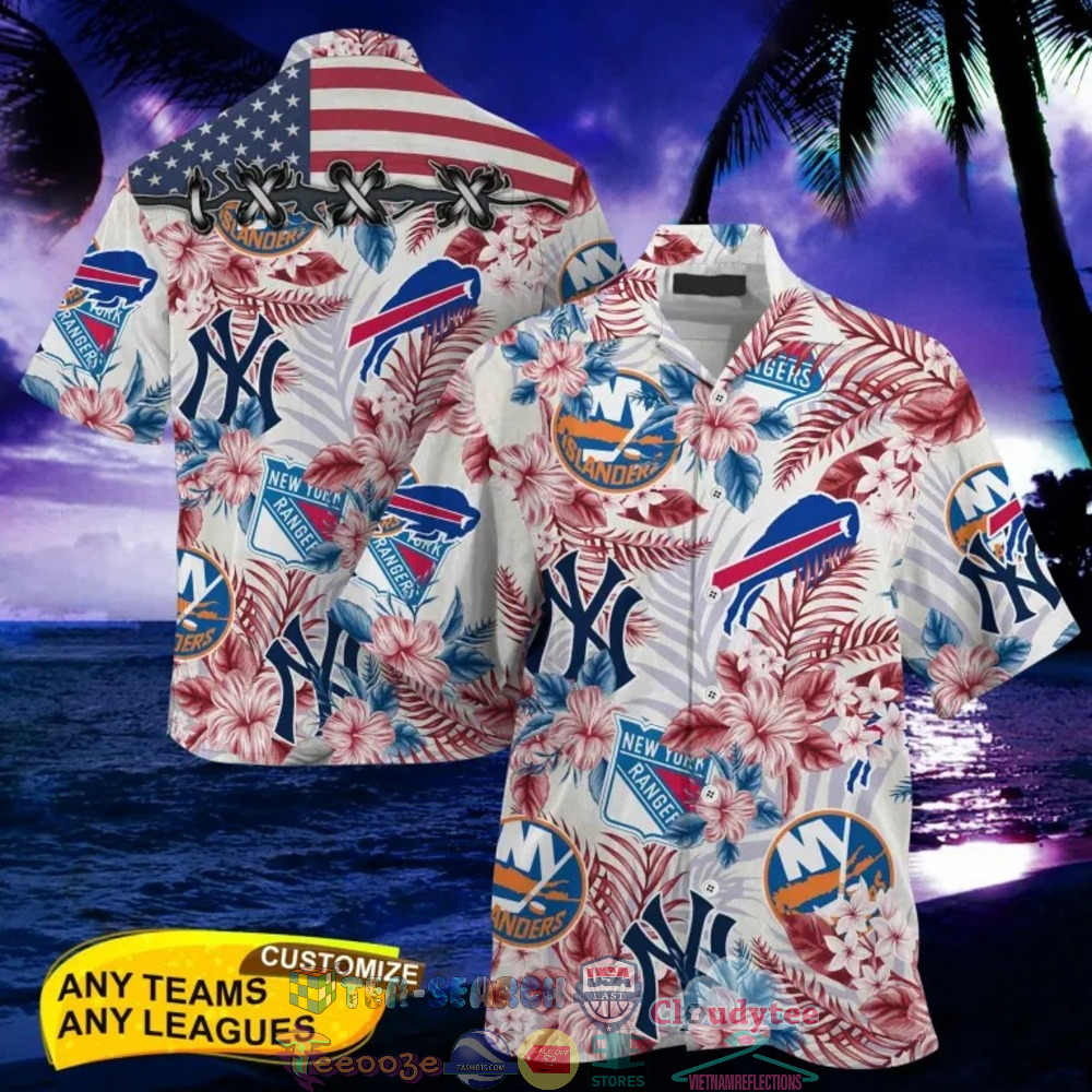 New York Sport Teams Hibiscus Tropical Hawaiian Shirt