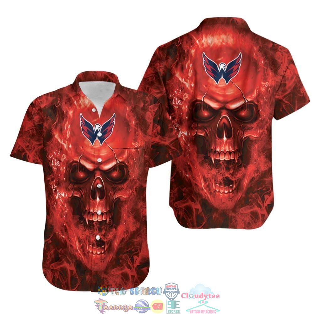 Washington Capitals NHL Fan Skull Hawaiian Shirt