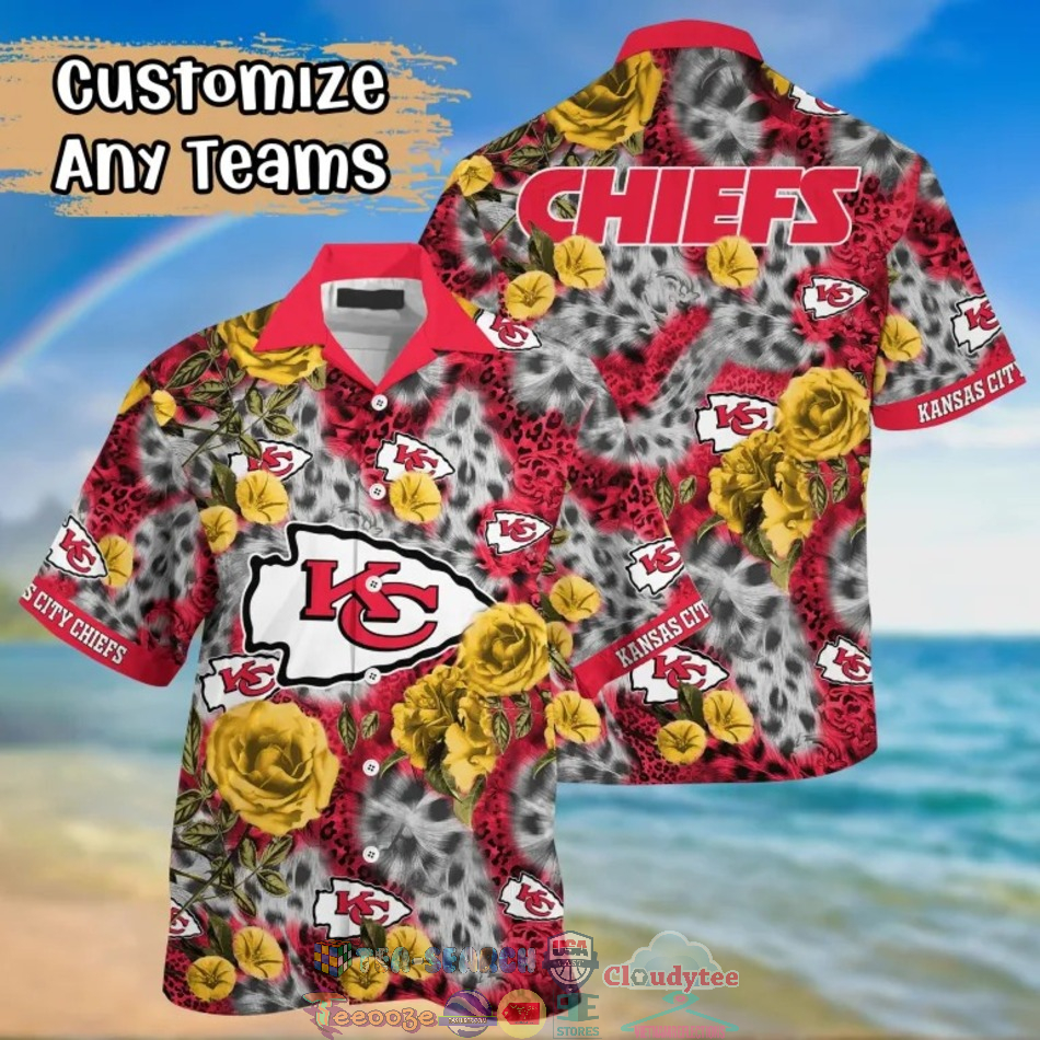 Kansas City Chiefs NFL Leopard Rose Hawaiian Shirt