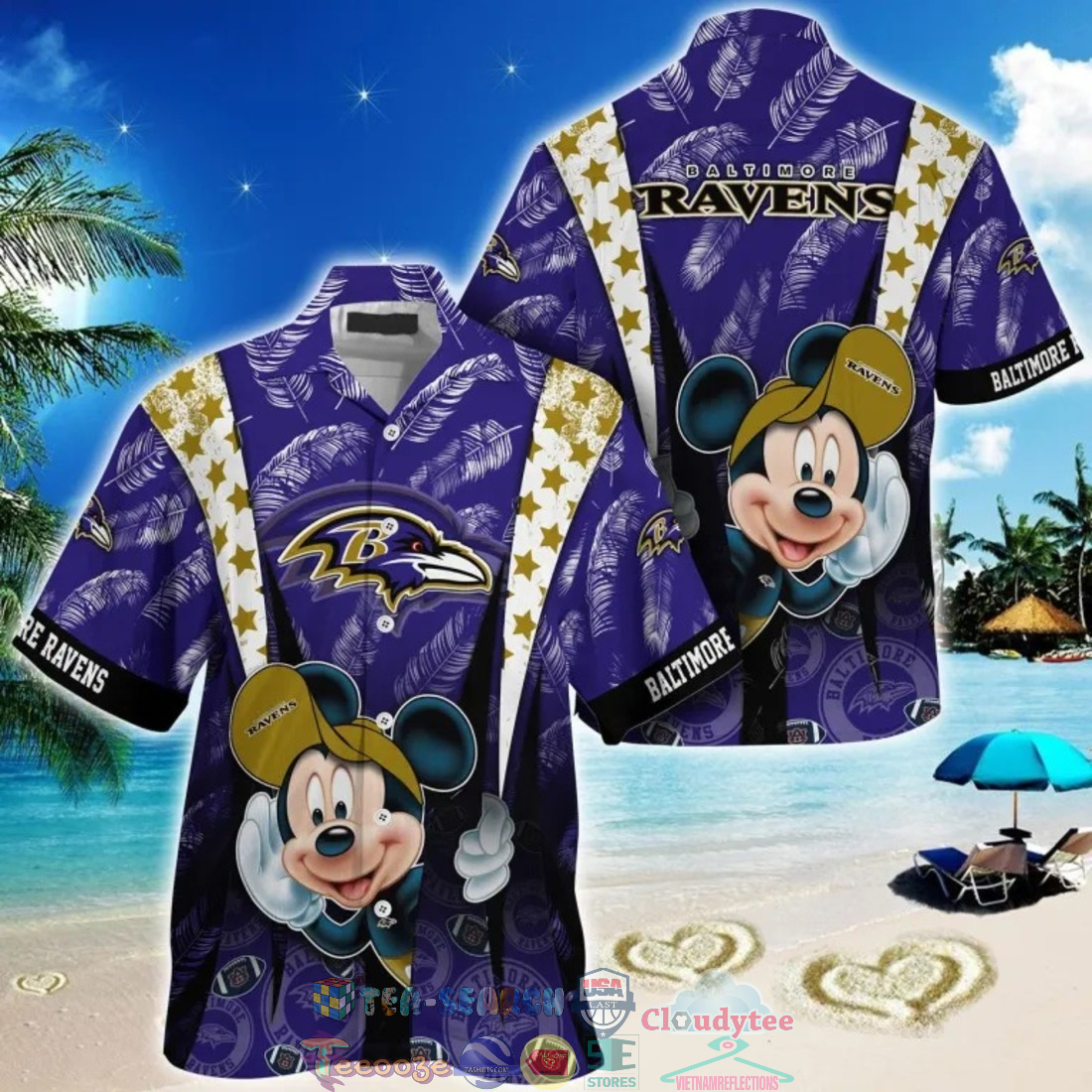 Mickey Mouse NFL Baltimore Ravens Hat Tropical Hawaiian Shirt