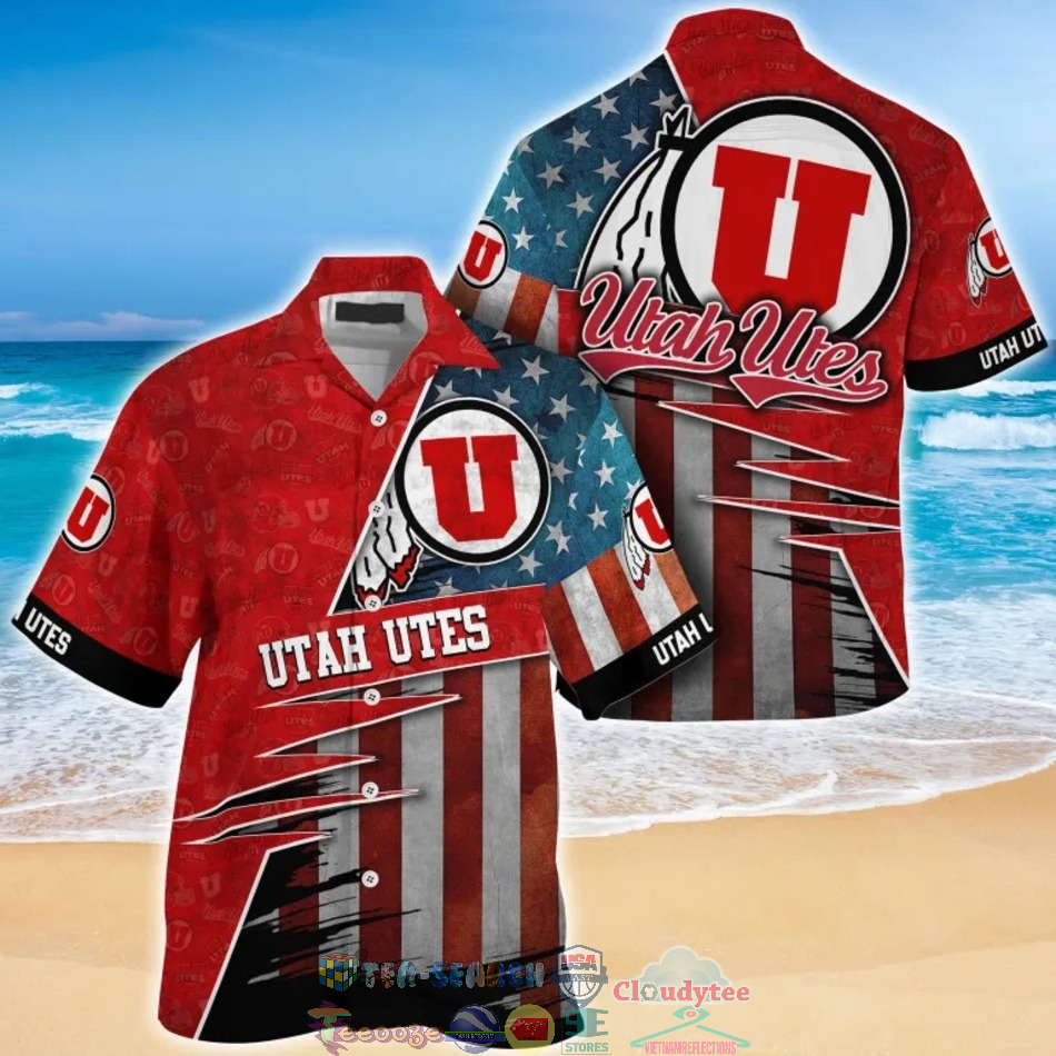 Utah Utes NCAA American Flag Hawaiian Shirt