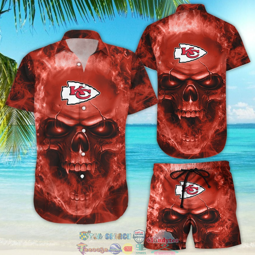 Kansas City Chiefs NFL Fan Skull Hawaiian Shirt And Shorts