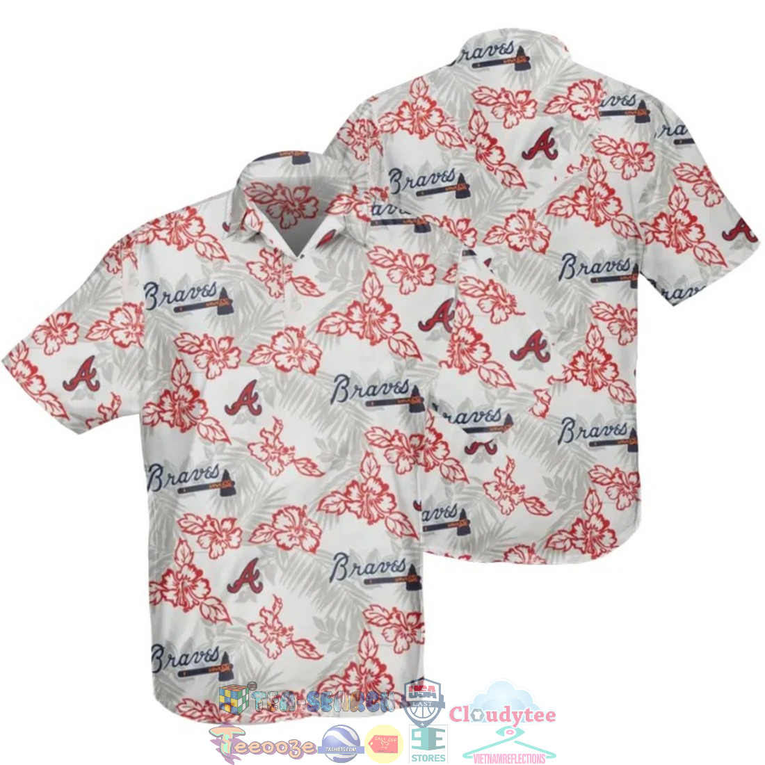 Atlanta Braves MLB Hibiscus Tropical Leaves Hawaiian Shirt