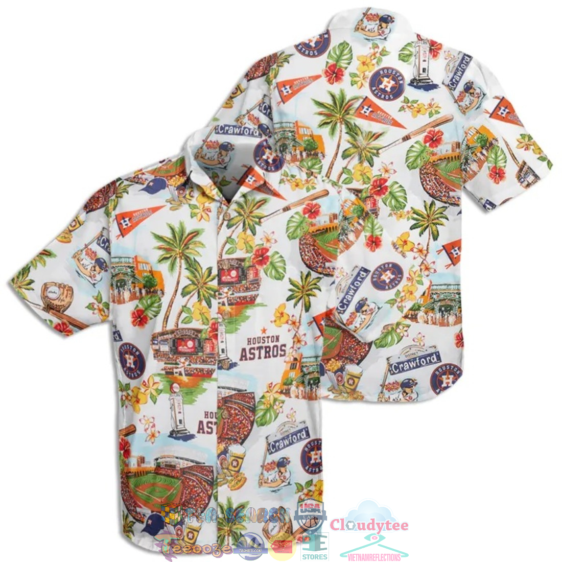 Houston Astros MLB Stadium Palm Tree Hawaiian Shirt