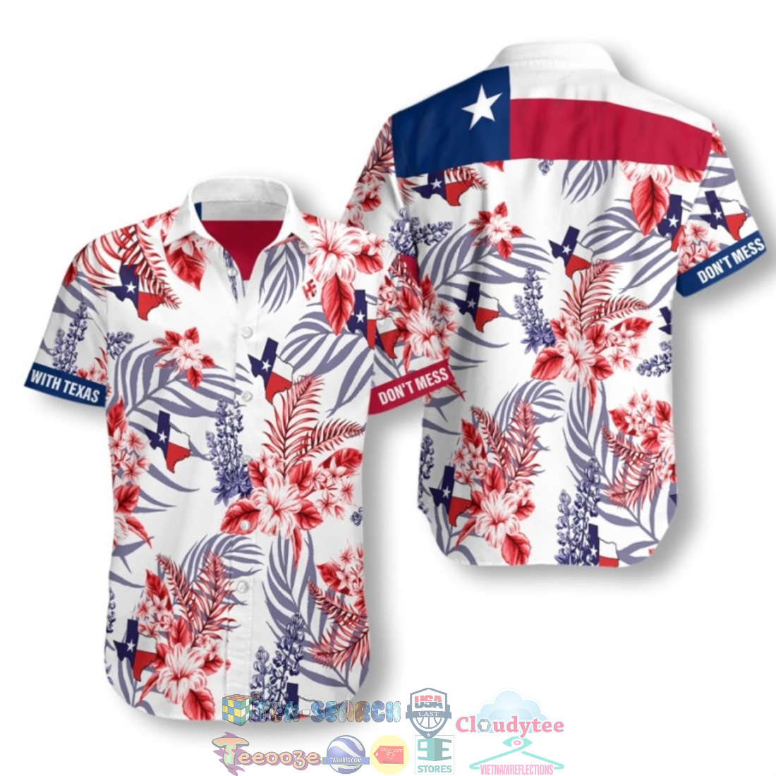 Texas Proud Hibiscus Bluebonnet Hawaiian Shirt