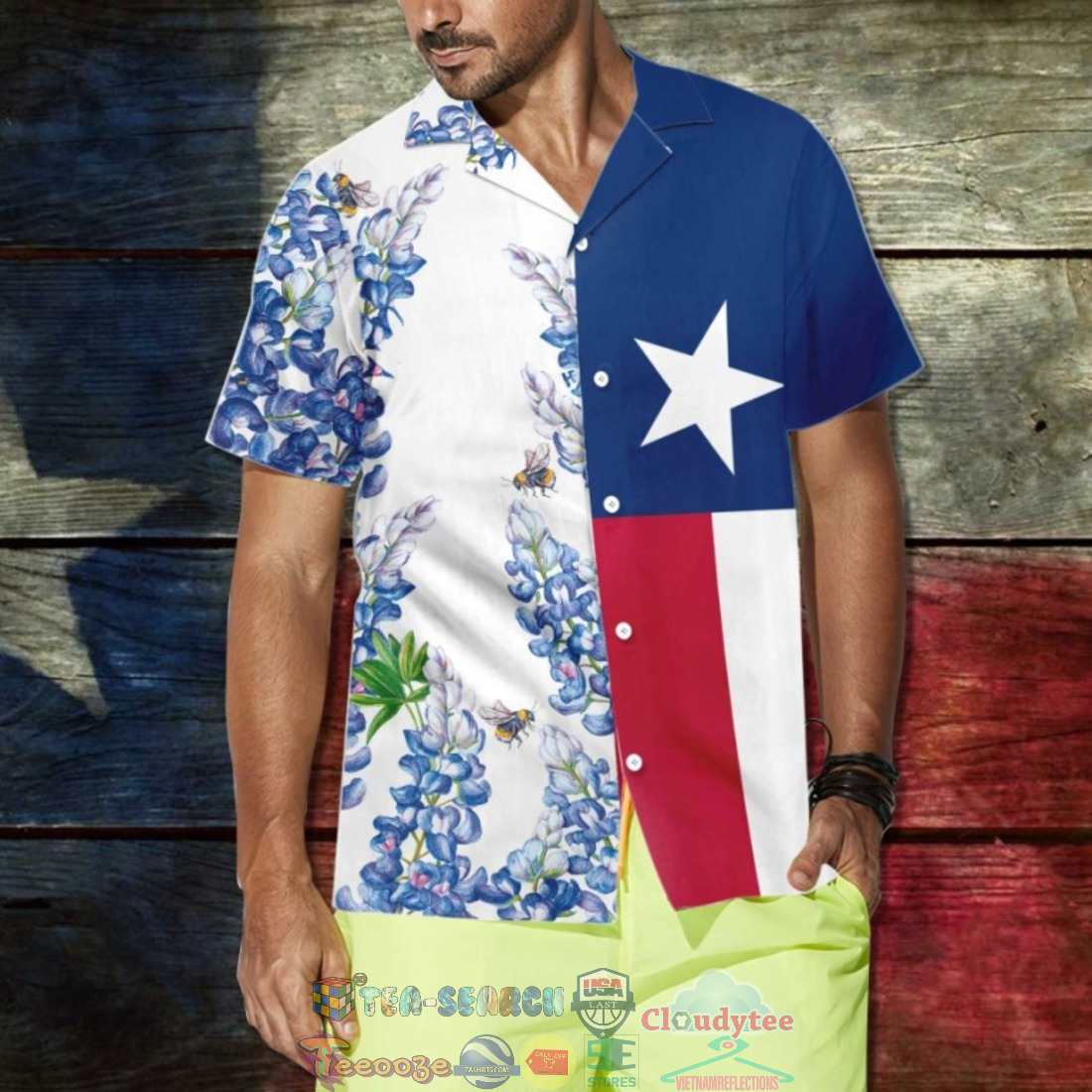 Texas Flag Bluebonnet Hawaiian Shirt