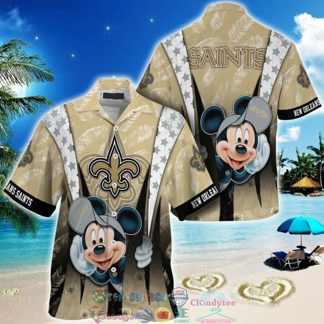 Mickey Mouse NFL New Orleans Saints Hat Tropical Hawaiian Shirt