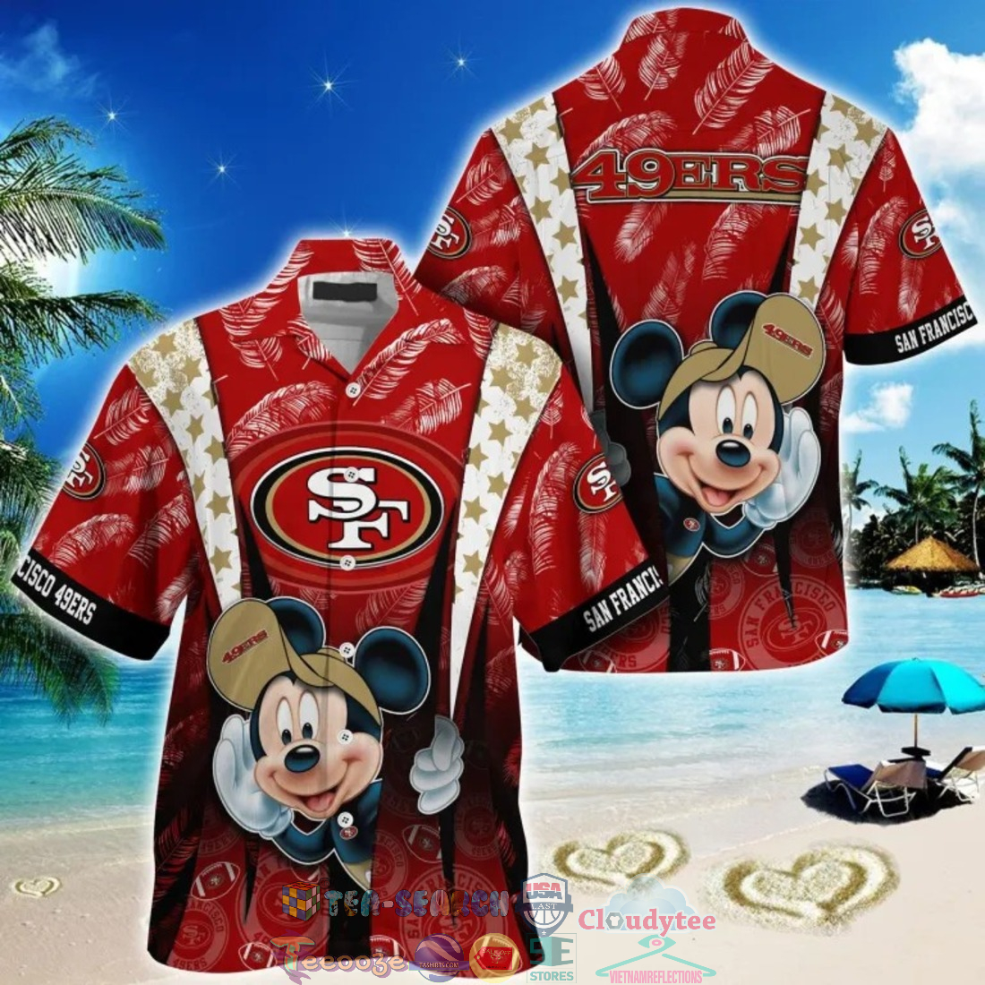 Mickey Mouse NFL San Francisco 49ers Hat Tropical Hawaiian Shirt