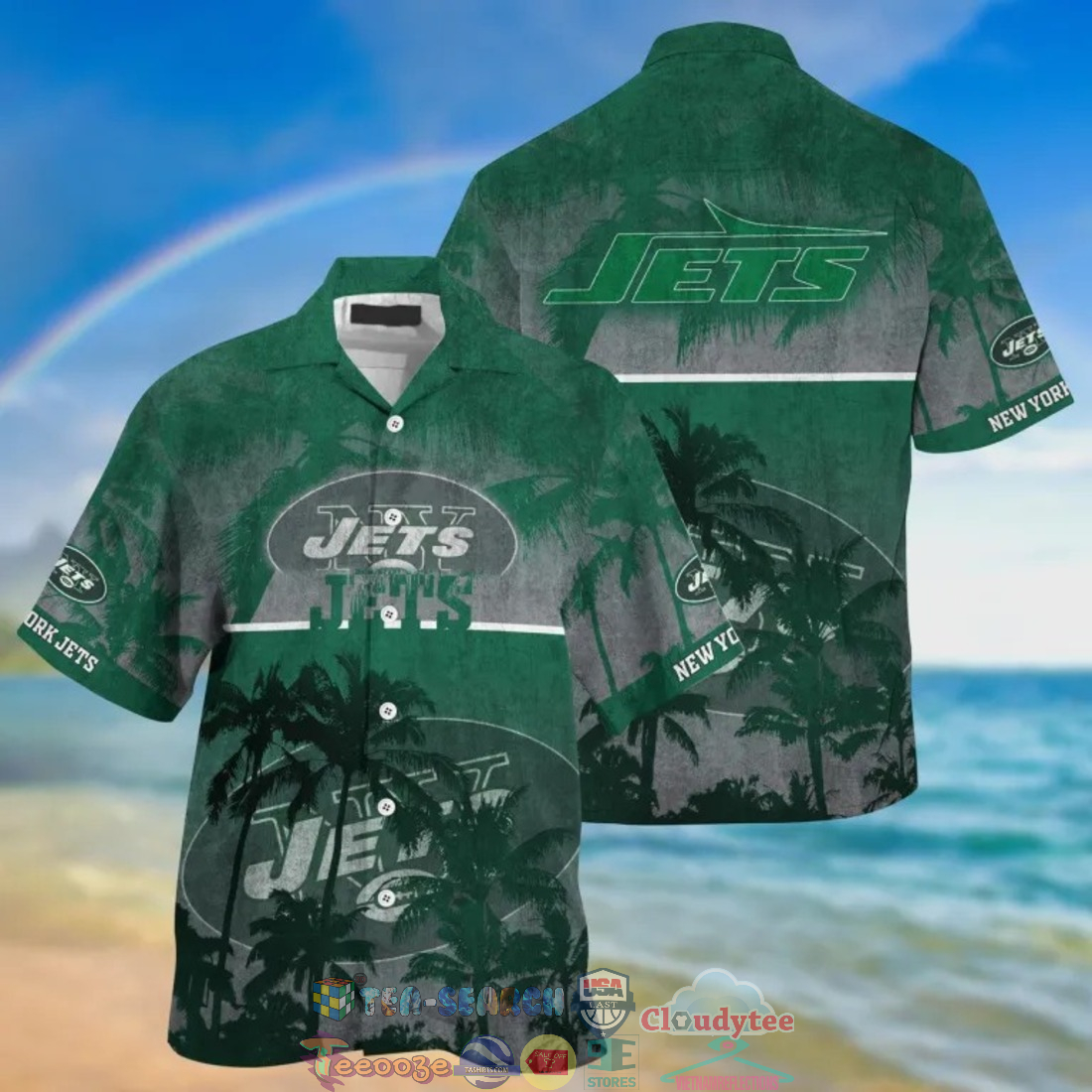 New York Jets NFL Palm Tree Hawaiian Shirt