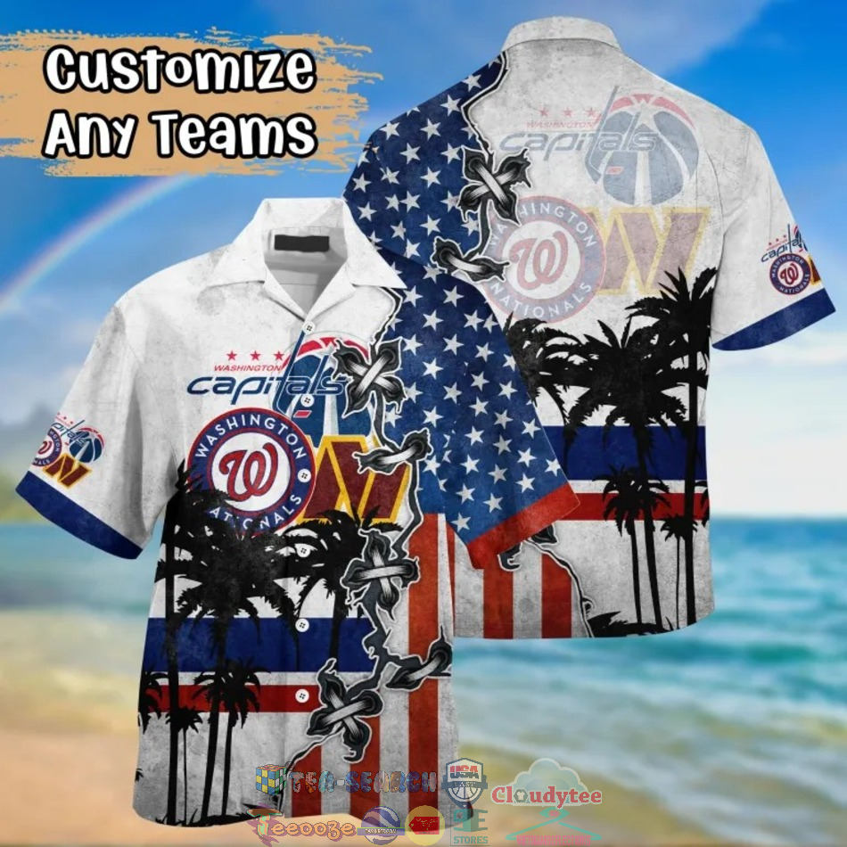 Washington Sport Teams American Flag Palm Tree Hawaiian Shirt