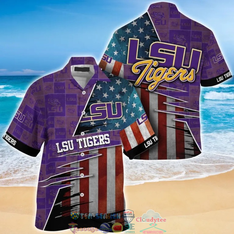 LSU Tigers NCAA American Flag Hawaiian Shirt