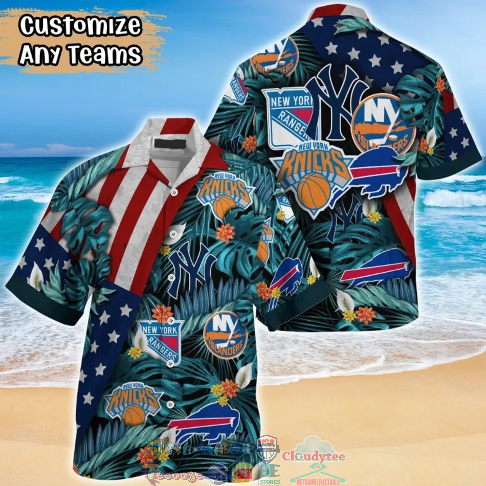 New York Sport Teams American Flag Tropical Hawaiian Shirt