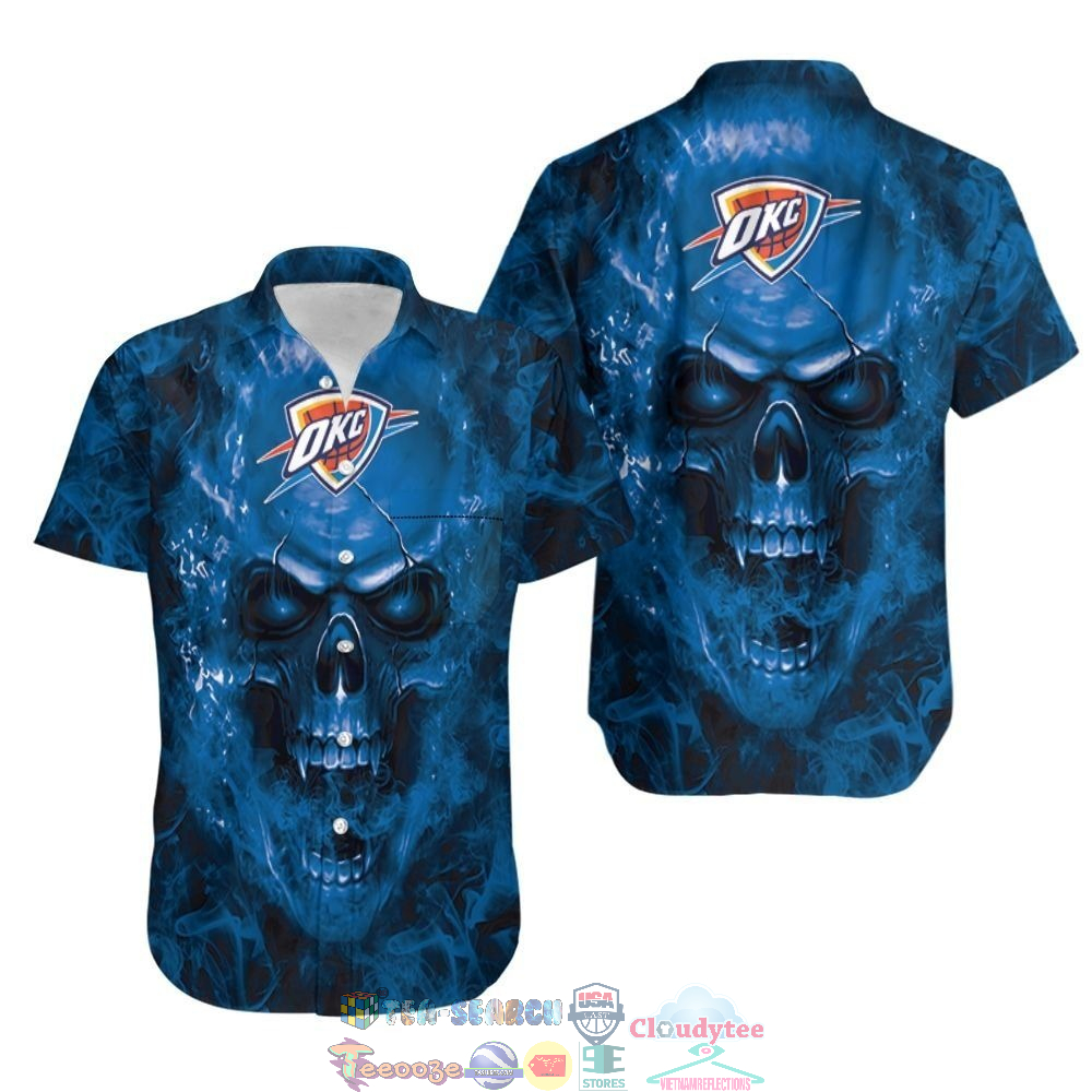 Oklahoma City Thunder NBA Fan Skull Hawaiian Shirt