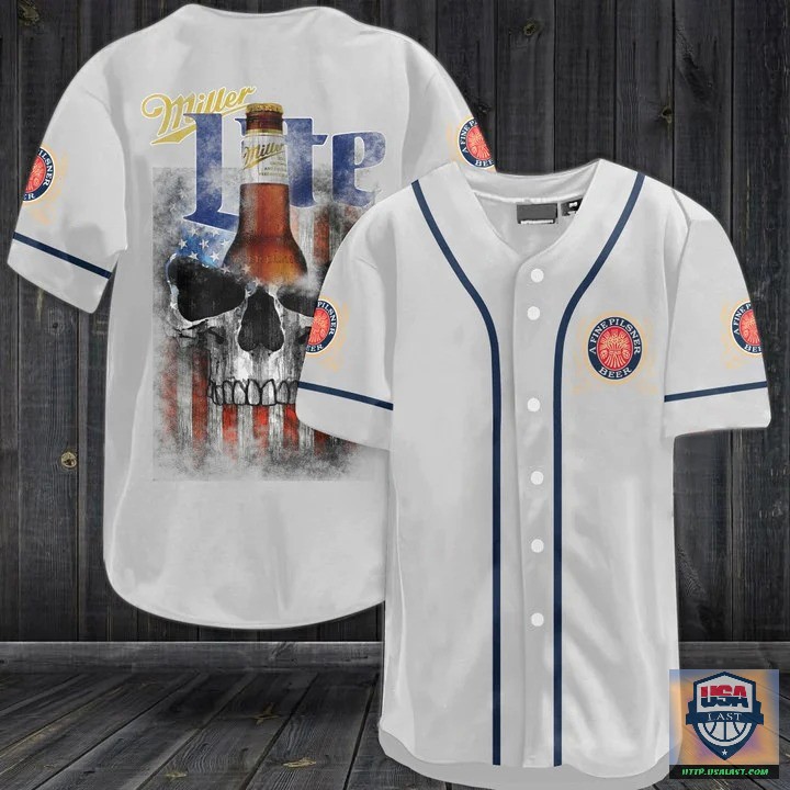 New Taobao Miller Lite Beer Punisher Skull Baseball Jersey Shirt