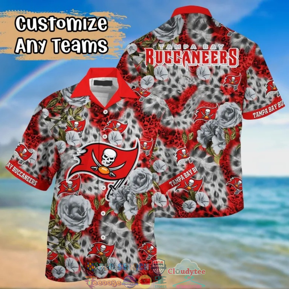 Tampa Bay Buccaneers NFL Leopard Rose Hawaiian Shirt