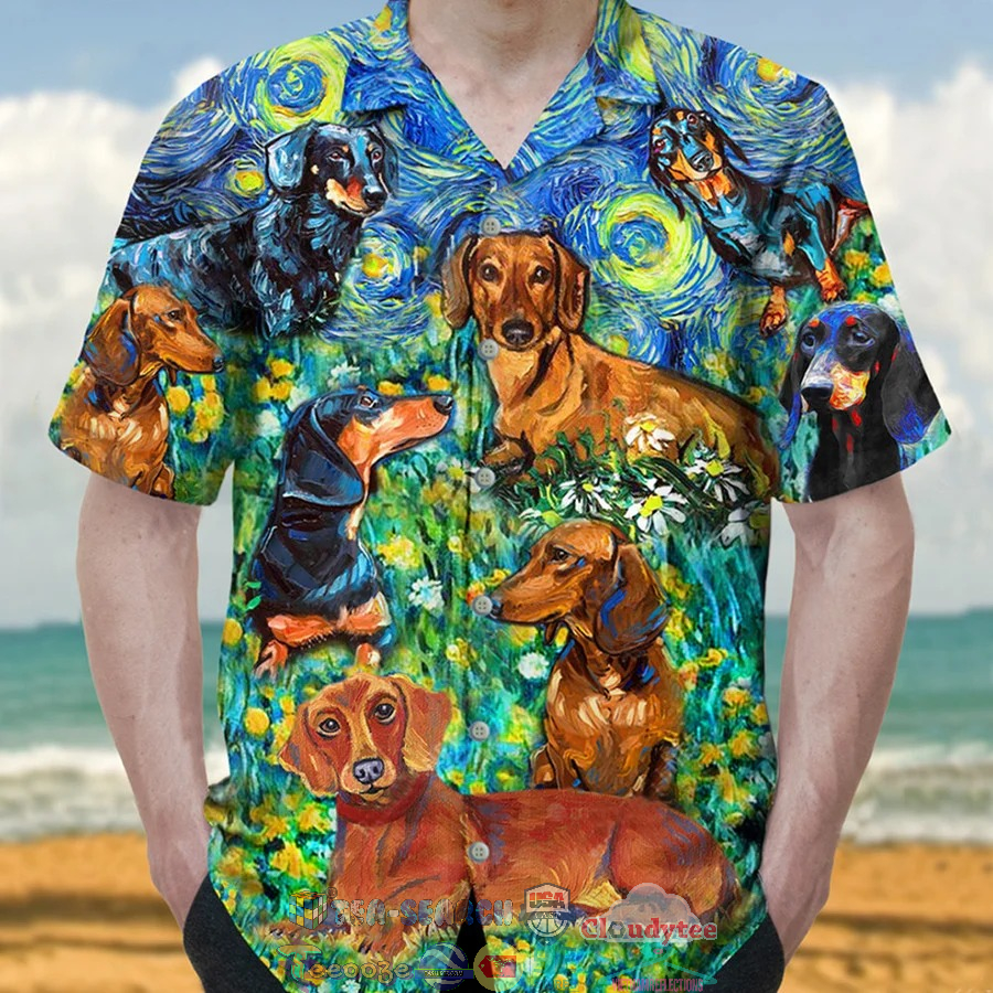 Dachshund Starry Night Hawaiian Shirt