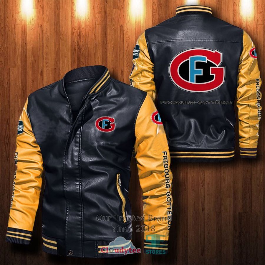 NEW Fribourg-Gotteron Bomber Leather Jacket 6