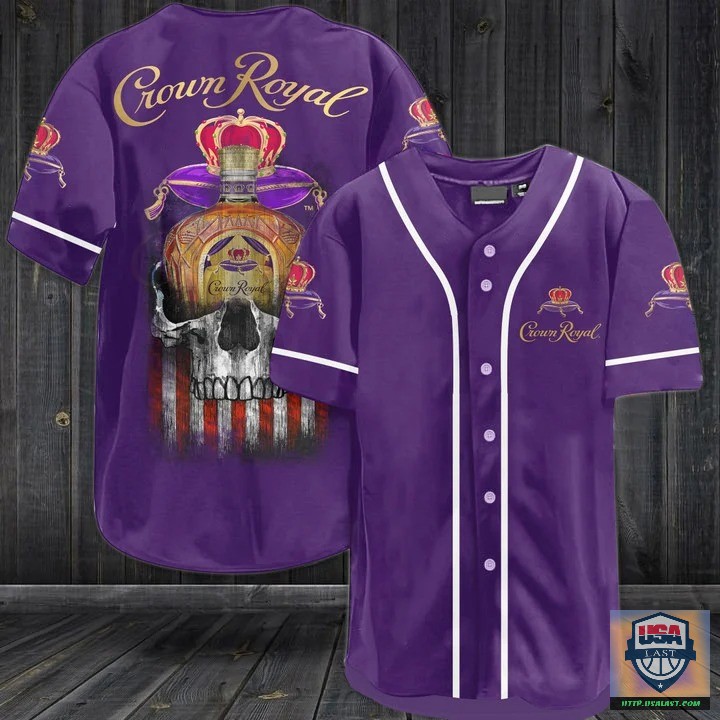 New Crown Royal Whisky Punisher Skull Baseball Jersey Shirt