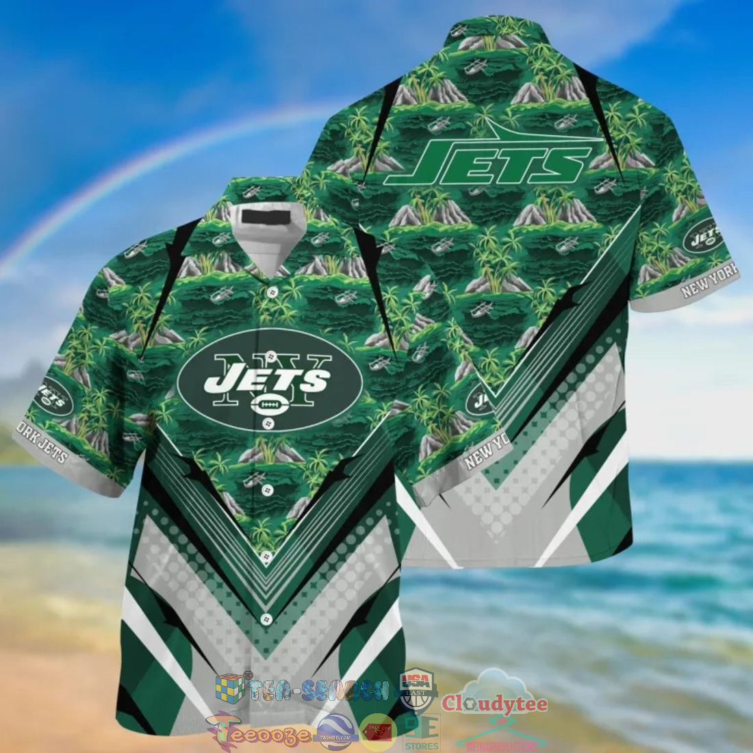 New York Jets NFL Island Palm Tree Hawaiian Shirt