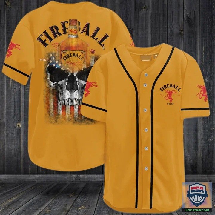 New Launch Fireball Whisky Punisher Skull Baseball Jersey Shirt