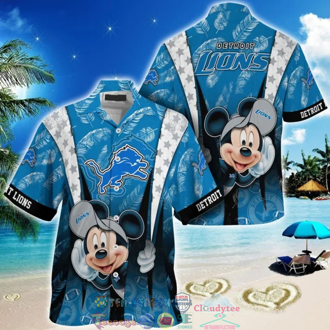 Mickey Mouse NFL Detroit Lions Hat Tropical Hawaiian Shirt