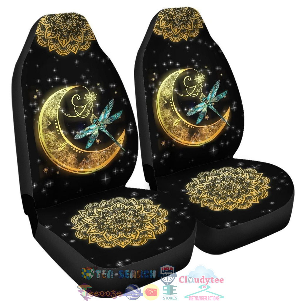 Hippie Moon And Dragonfly Mandala Pattern Car Seat Covers