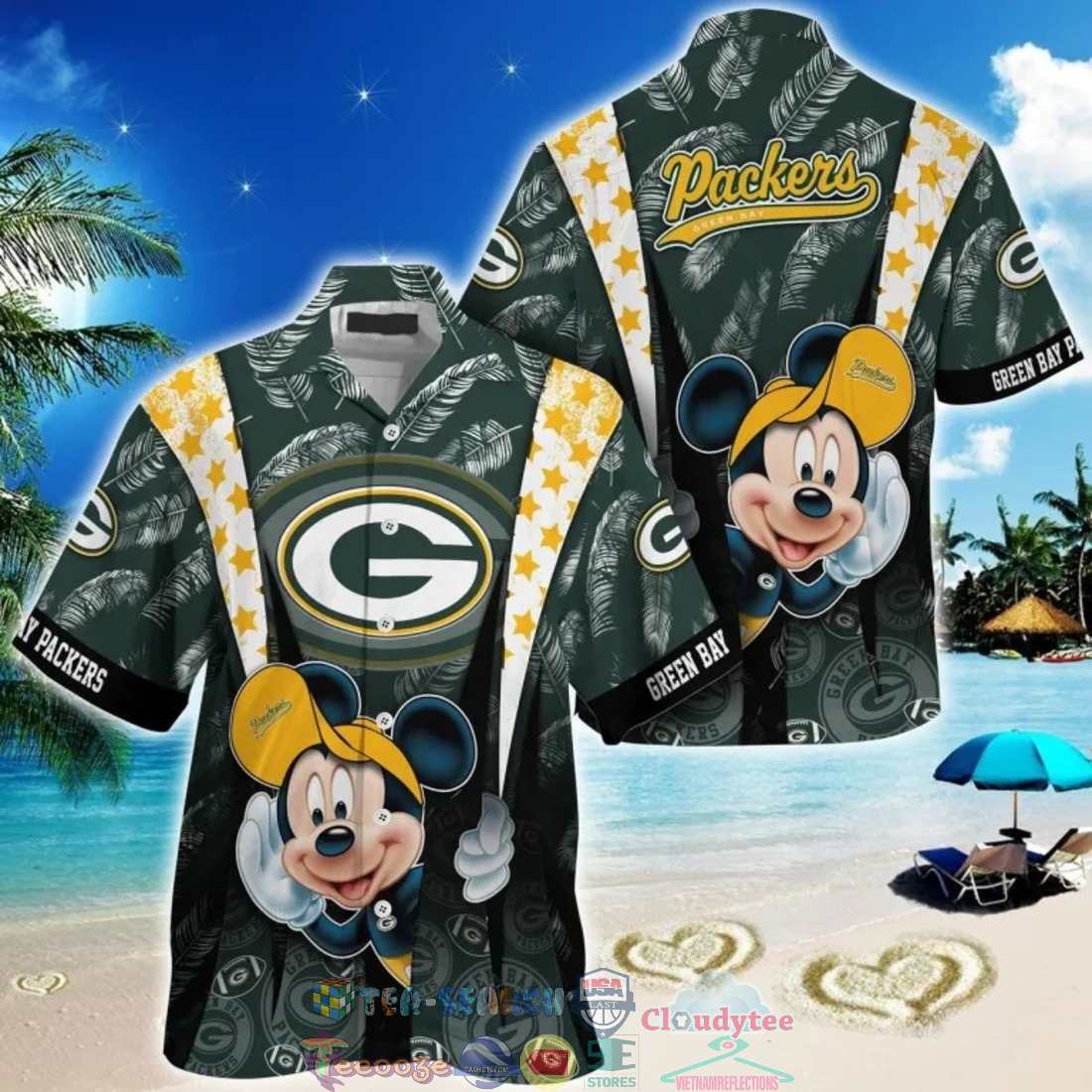 Mickey Mouse NFL Green Bay Packers Hat Tropical Hawaiian Shirt