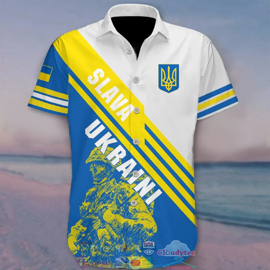 Ukrainian Soldiers Slava Ukraini Ukraine Flag Hawaiian Shirt