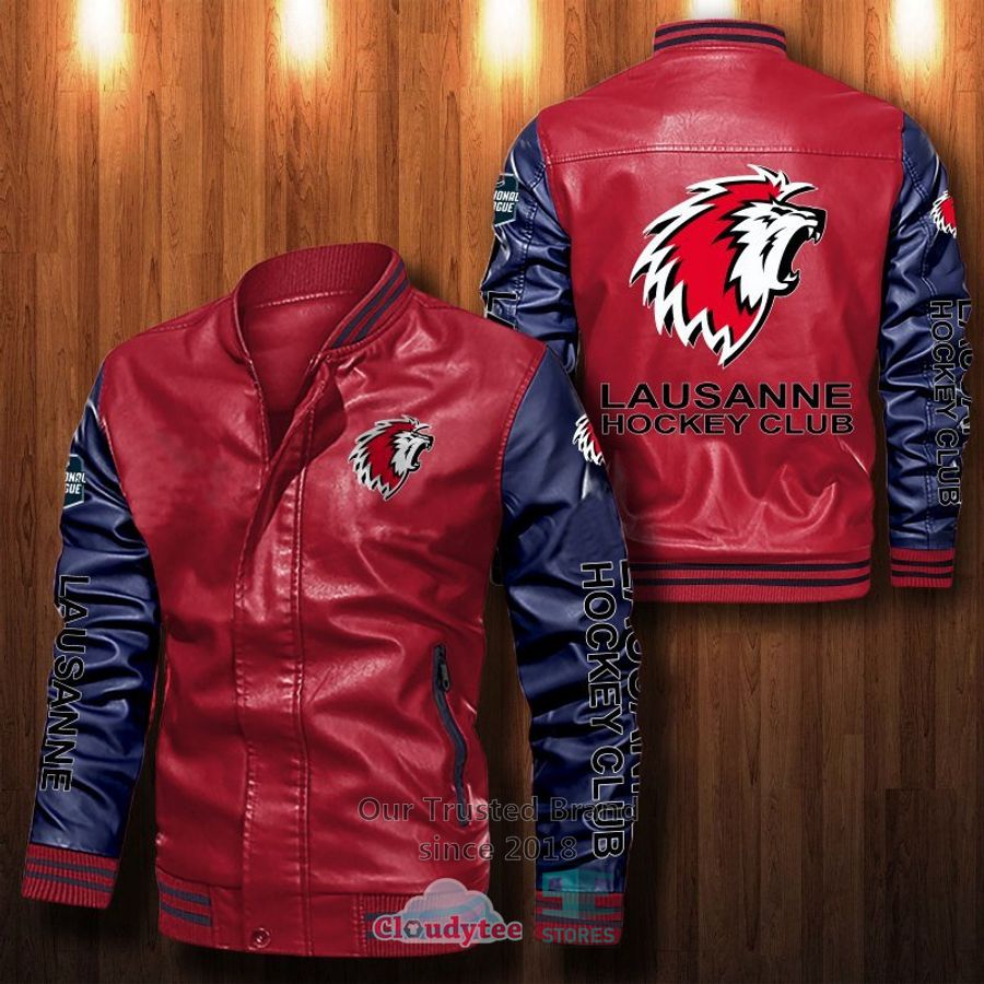 NEW Lausanne Hockey Club Bomber Leather Jacket 13