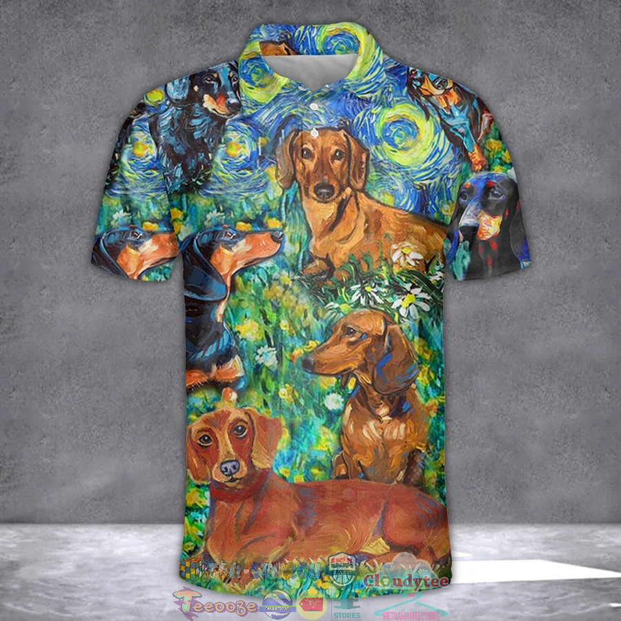 Dachshund Art Starry Night Hawaiian Shirt