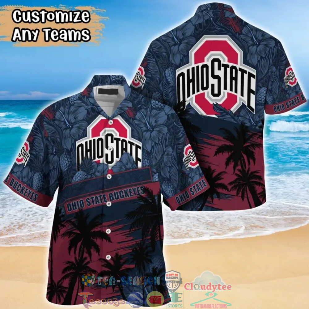 Ohio State Buckeyes NCAA Hibiscus Palm Tree Hawaiian Shirt