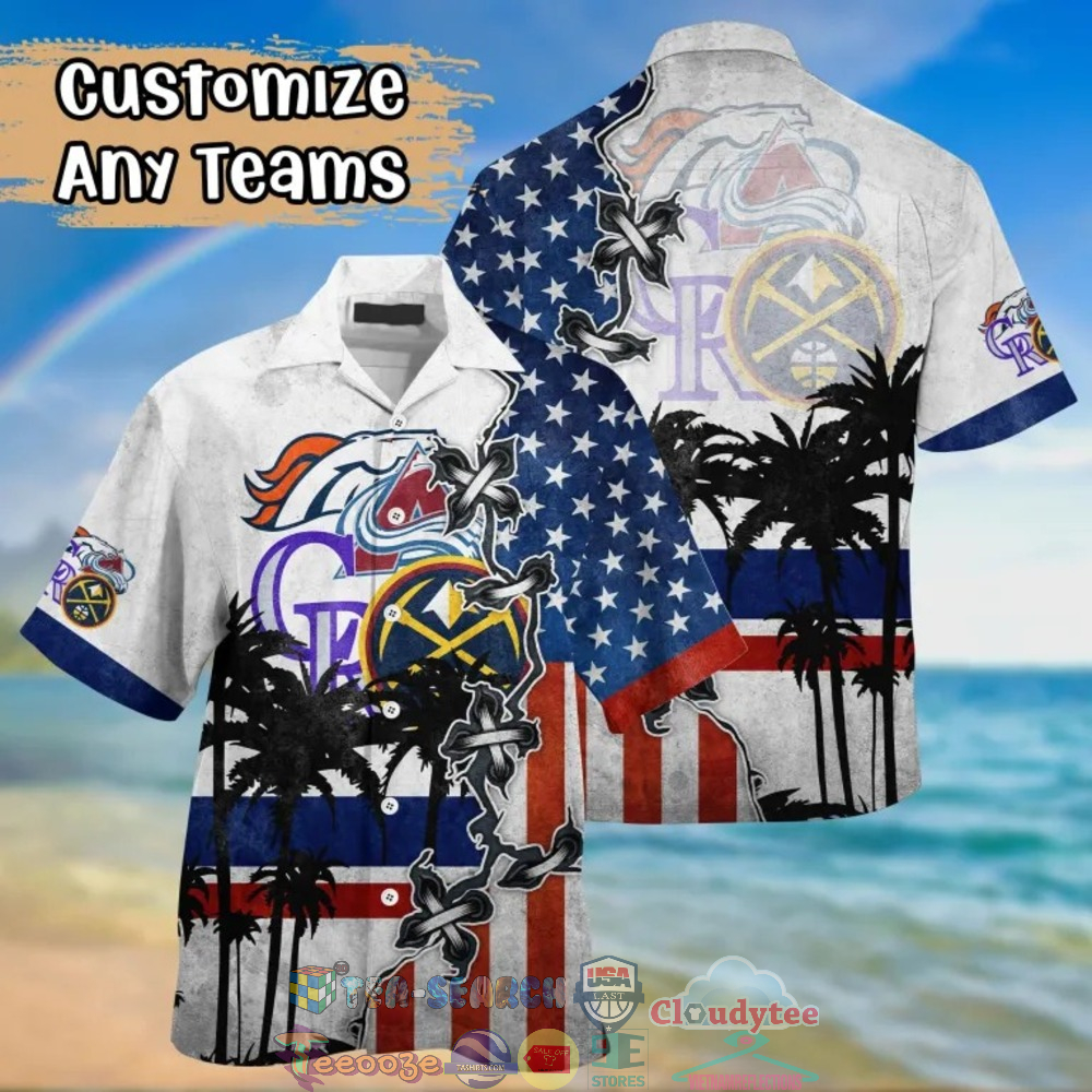 Colorado Sport Teams American Flag Palm Tree Hawaiian Shirt