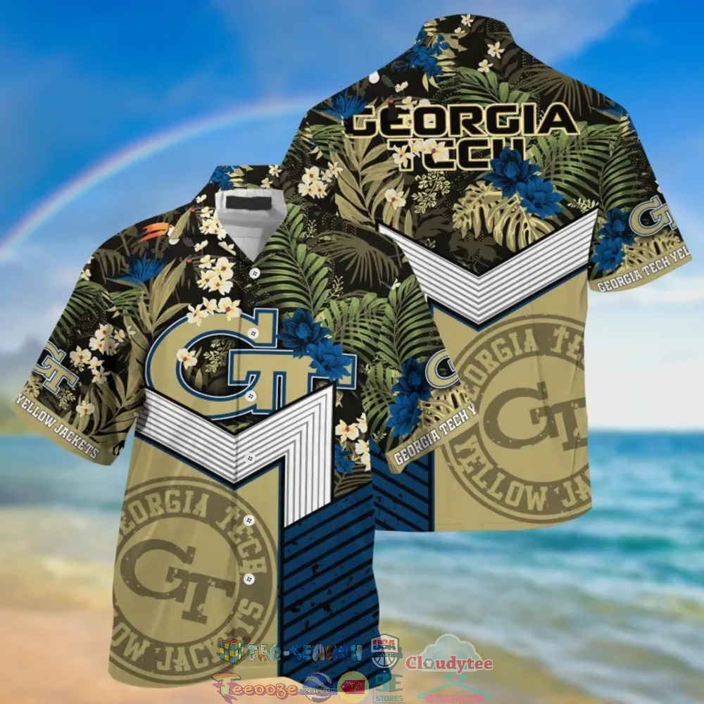 Georgia Tech Yellow Jackets NCAA Tropical Hawaiian Shirt And Shorts