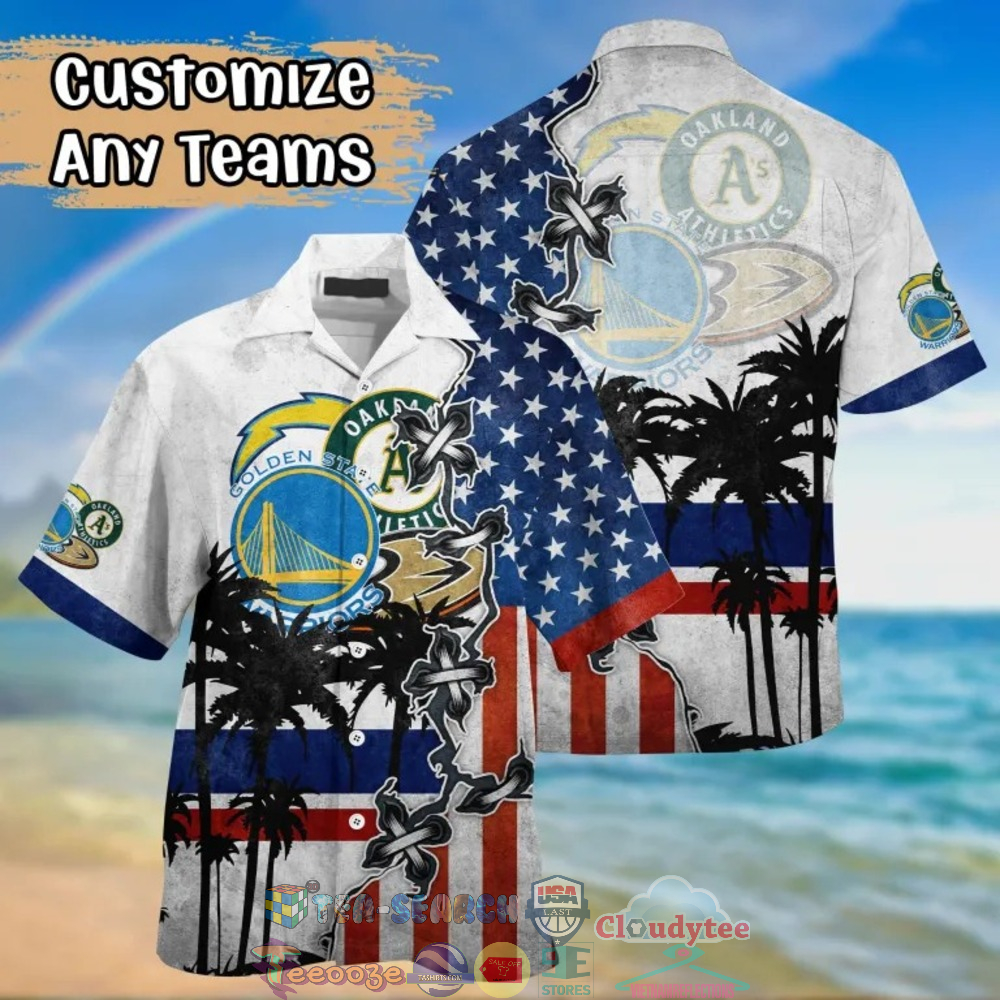 California Sport Teams American Flag Palm Tree Hawaiian Shirt
