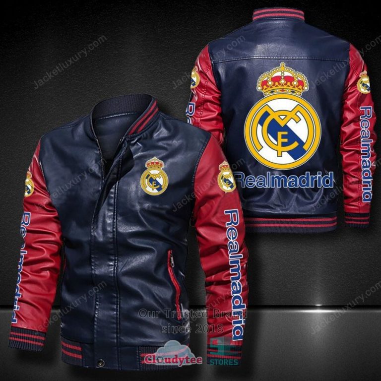 NEW Real Madrid C.F. Bomber Leather Jacket 10