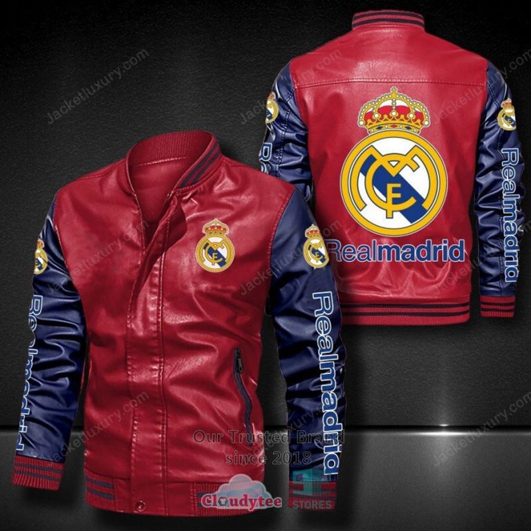 NEW Real Madrid C.F. Bomber Leather Jacket 11