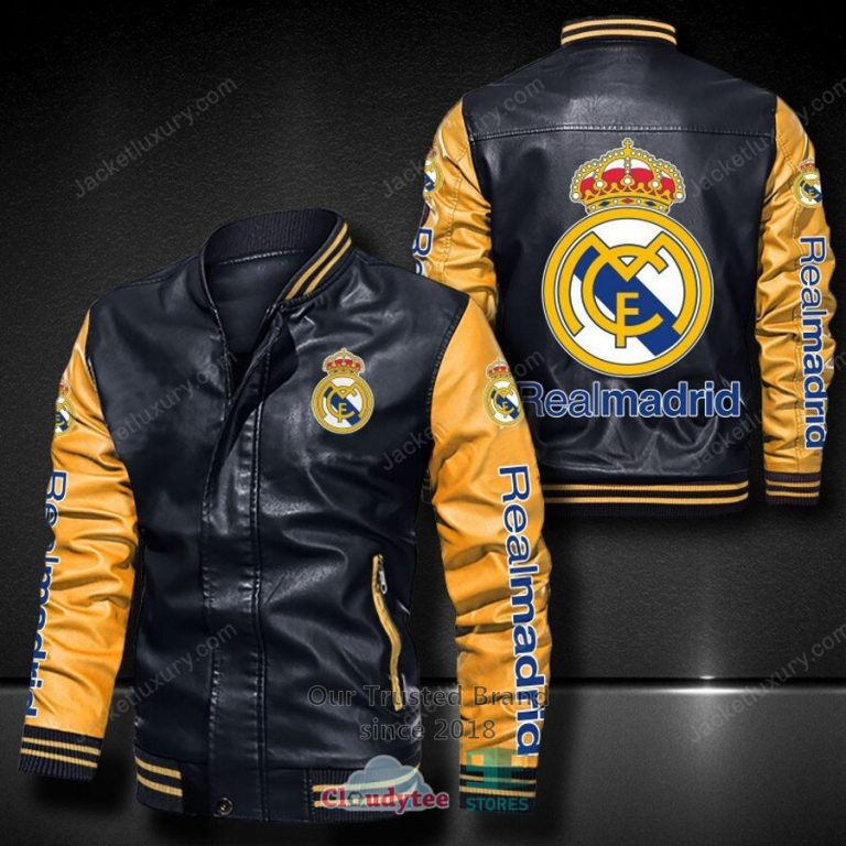 NEW Real Madrid C.F. Bomber Leather Jacket 12
