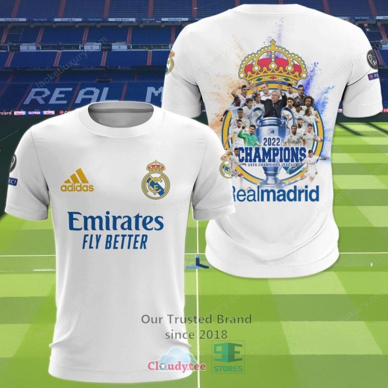 Real Madrid C.F. Champions 2022 3D Hoodie, Shirt - Elegant and sober Pic