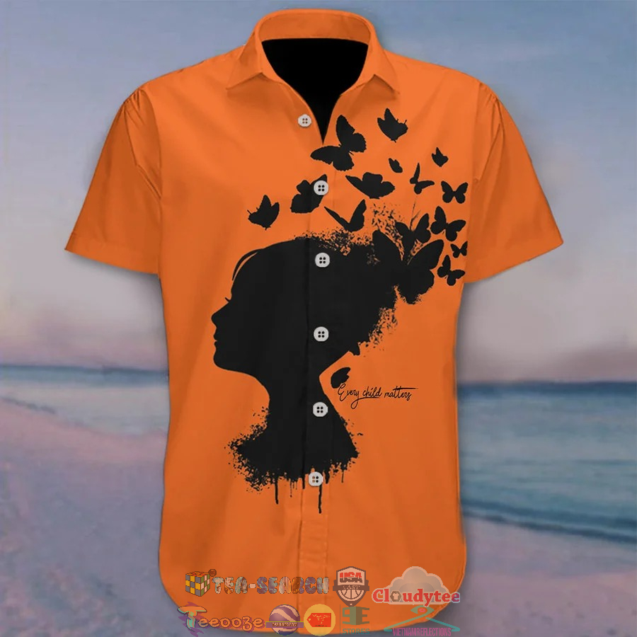Every Child Matters Support Orange Shirt Day Girl Butterfly Hawaiian Shirt