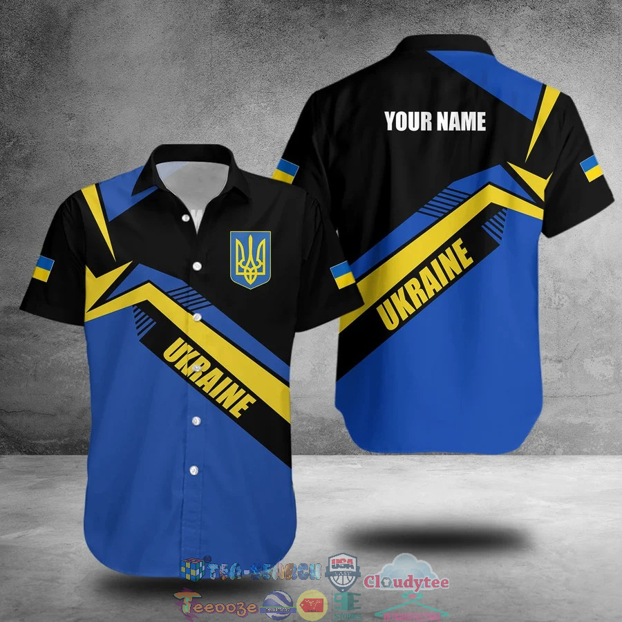 Personalized Stand With Ukraine Black Blue Hawaiian Shirt
