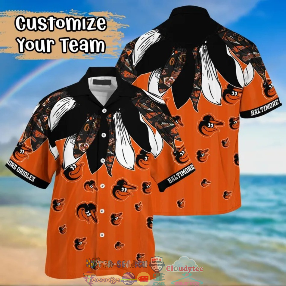 Baltimore Orioles MLB Native Feather Hawaiian Shirt